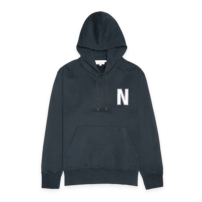 Norse Projects Arne Relaxed Organic Brushed Fleece Large N Hoodie blauw 84028 1