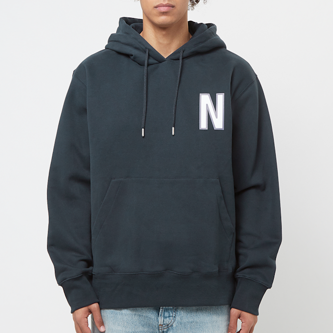 Norse Projects Arne Relaxed Organic Brushed Fleece Large N Hoodie blauw 84028 2