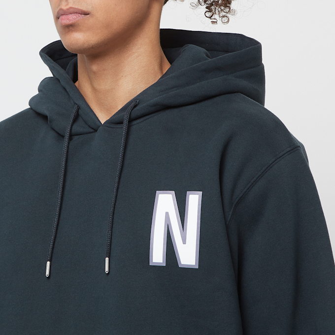 Norse Projects Arne Relaxed Organic Brushed Fleece Large N Hoodie blauw 84028 5