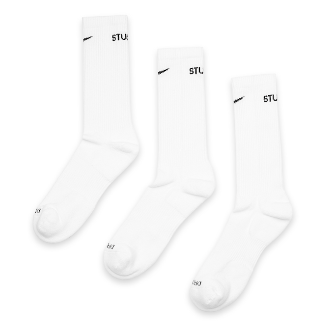 Nike x Stüssy NRG Everyday Plus Cushioned Crew Socks (3 Pack) white 84233 1