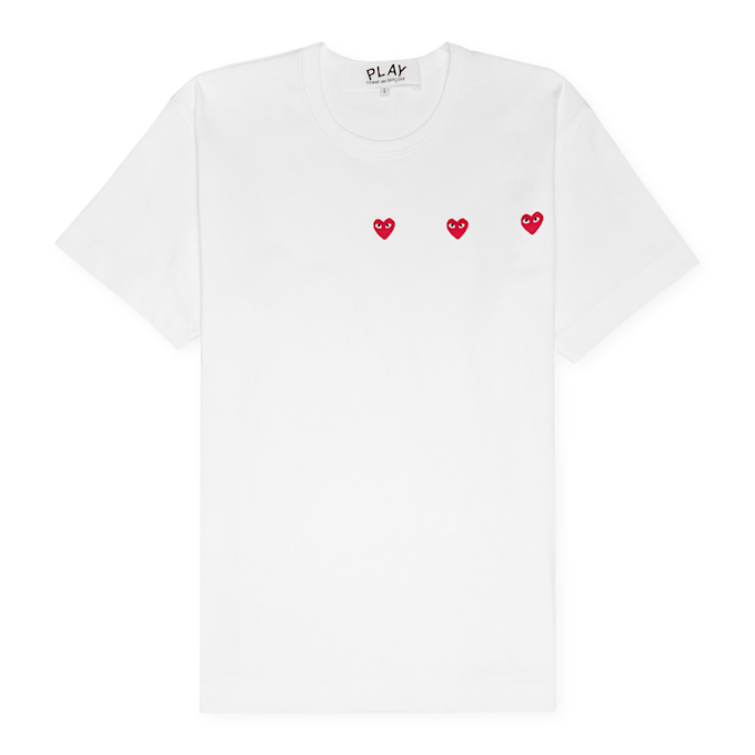 Comme des Garcons Play Horizontal 3 Heart T-Shirt weiß 85171 1