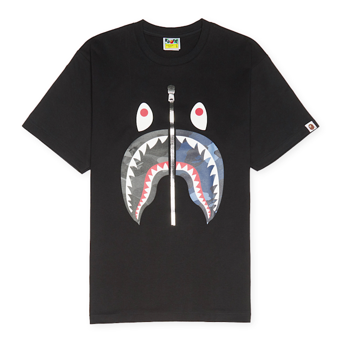A Bathing Ape Color Camo Separate Shark Tee black 89096 1