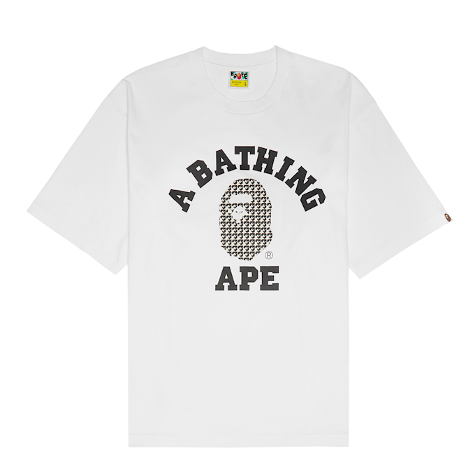 A Bathing Ape Sta Houndstooth College Relaxed Fit Tee M white 85290 1