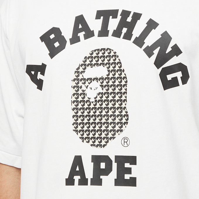 A Bathing Ape Sta Houndstooth College Relaxed Fit Tee M white 85290 5