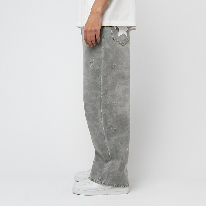 A Bathing Ape 1St Camo Destroyed Loose Fit 12Oz Denim Pants grey 87066 3