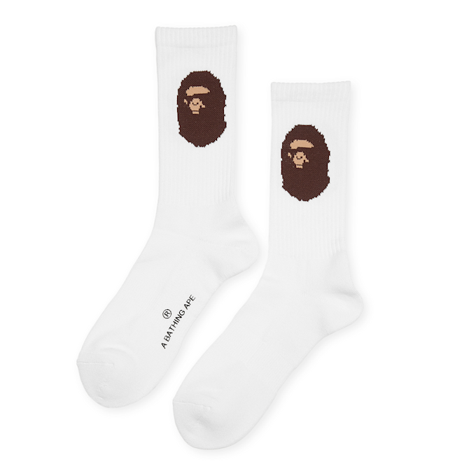 A Bathing Ape Ape Head Socks M white 85292 1