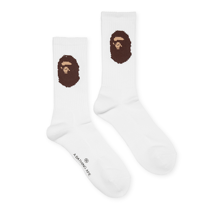 A Bathing Ape Ape Head Socks M white 85292 2