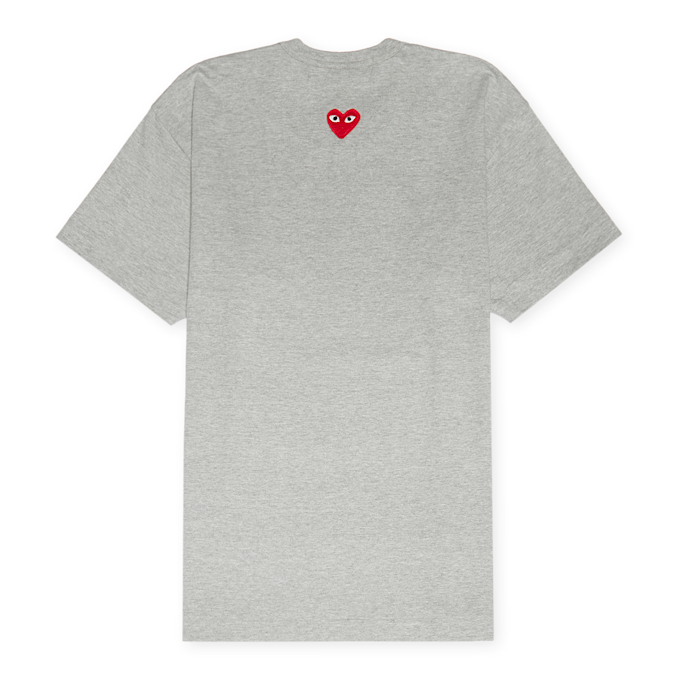 Comme des Garcons Play Small Red Heart Neck T-Shirt Grey grau 85443 1