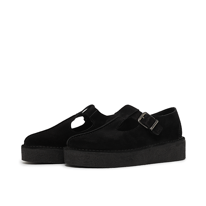 Clarks Originals Wmns Trek Wedge T-Bar Suede schwarz 87302 1