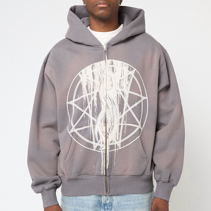 Pleasures x Slipknot Nonagram Zip Hoodie gris 86281 2