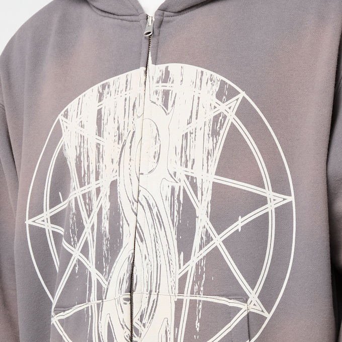 Pleasures x Slipknot Nonagram Zip Hoodie gris 86281 5