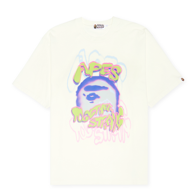 A Bathing Ape Heavy Washed Logo Relaxed Fit Tee ivory gelb 86324 1