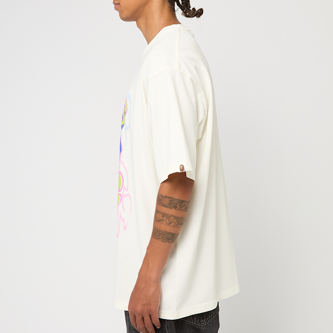 A Bathing Ape Heavy Washed Logo Relaxed Fit Tee ivory yellow 86324 3