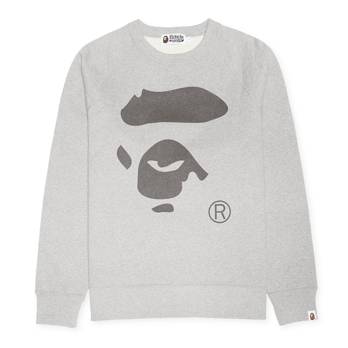 A Bathing Ape Ape Face Crewneck Sweatshirt gris 86290 1