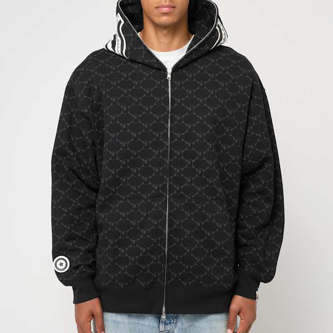 A Bathing Ape College Monogram Relaxed Fit Shark Full Zip Hoodie black black 87736 2