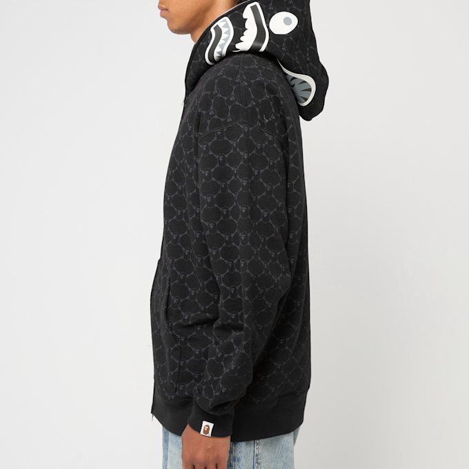 A Bathing Ape College Monogram Relaxed Fit Shark Full Zip Hoodie black zwart 87736 3
