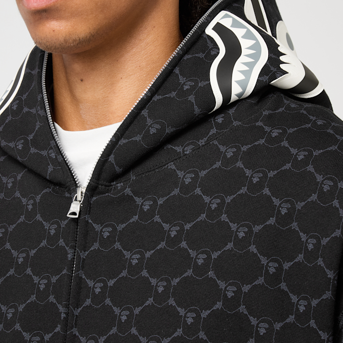 A Bathing Ape College Monogram Relaxed Fit Shark Full Zip Hoodie black zwart 87736 5