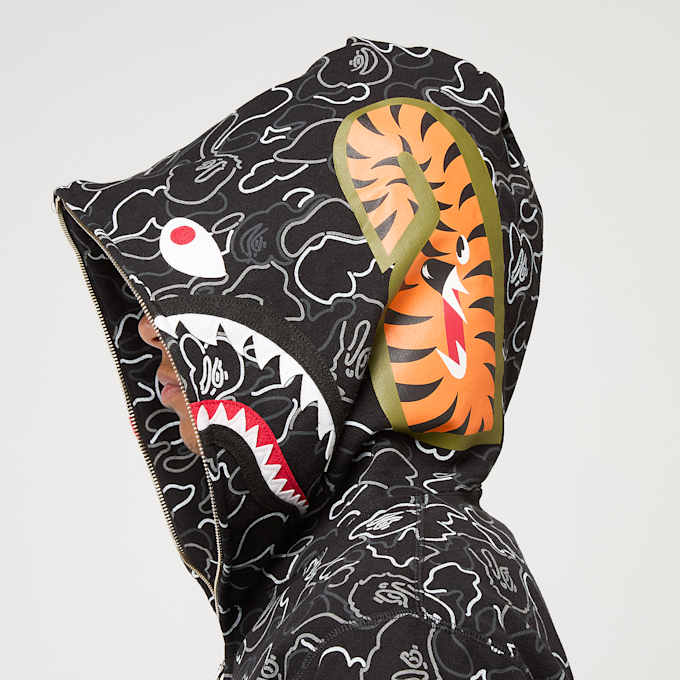 A Bathing Ape Neon Camo Shark Full Zip Hoodie black camouflage 86282 8