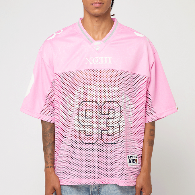 A Bathing Ape Line Camo Multi Logo Relaxed Fit Football Jersey light pink 86308 2