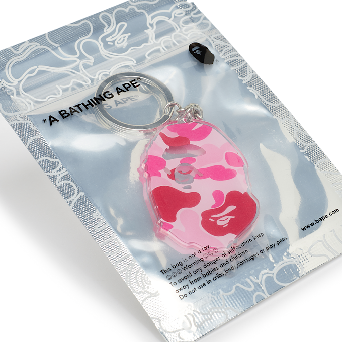 A Bathing Ape ABC Camo Ape Head Acrylic Keychain light pink 87707 2