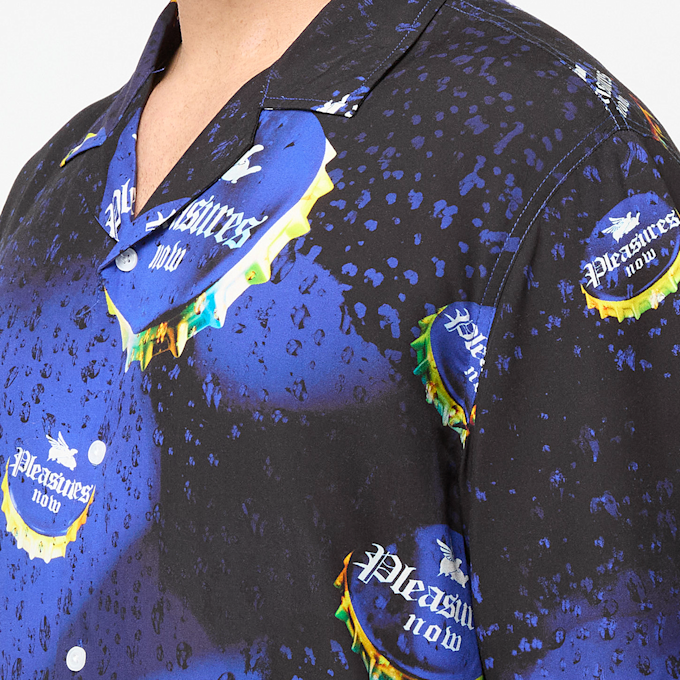Pleasures Cerveza Camp Shirt blue blau 90181 5