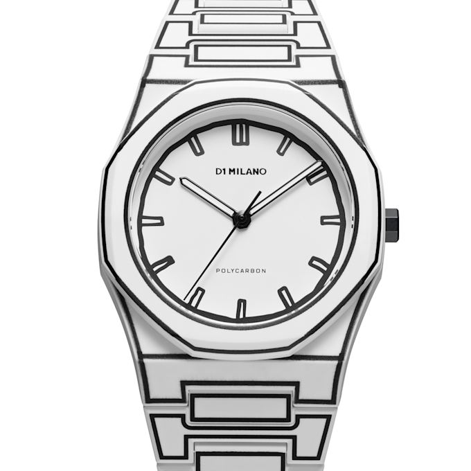 D1 Milano Polycarbon White Sketch Watch 40.5mm white 91043 1