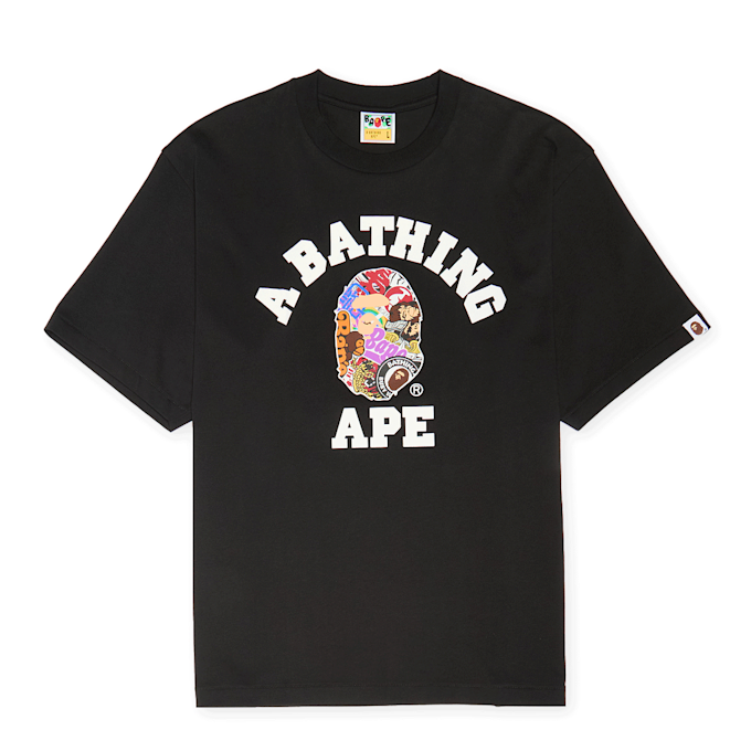 A Bathing Ape Multi Logo College Relaxed Fit Tee black 87778 1