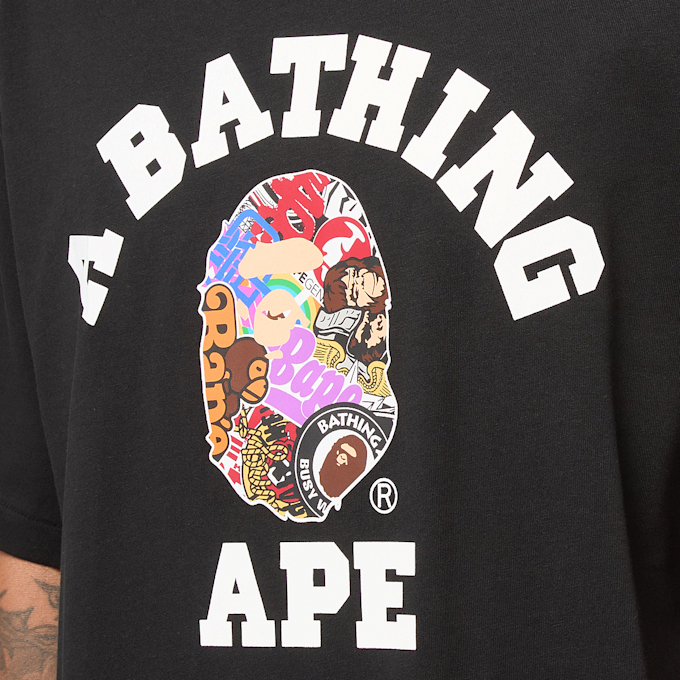 A Bathing Ape Multi Logo College Relaxed Fit Tee black 87778 5