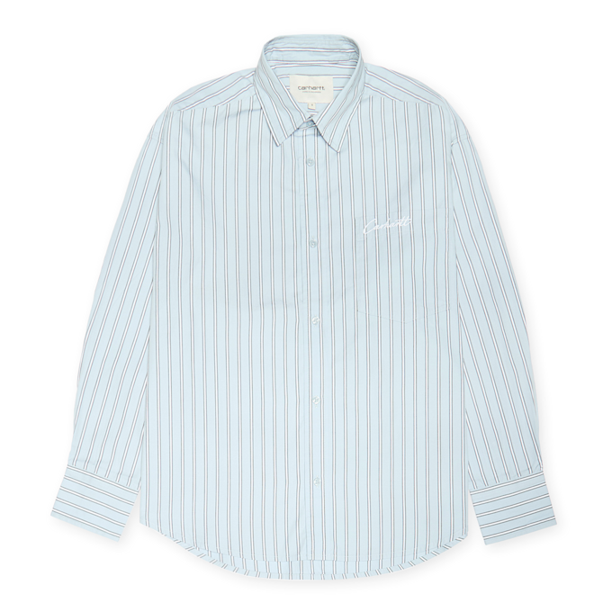 Carhartt WIP W' L/S Grimsby Shirt grimsby stripe, blue fog blue 88923 1