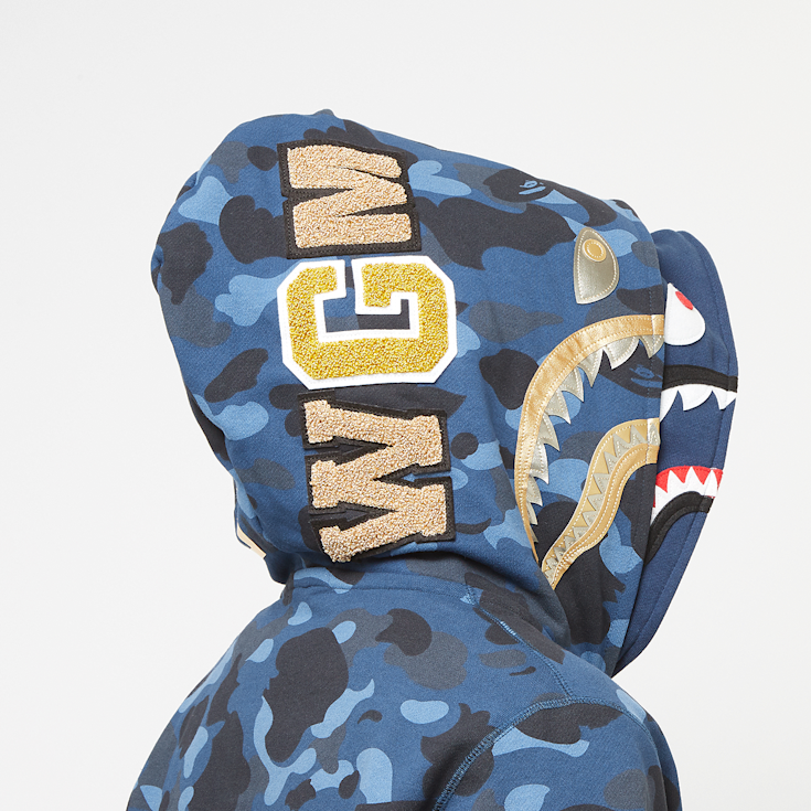 Buy A Bathing Ape Color Camo Double Shark Full Zip Hoodie in blauw