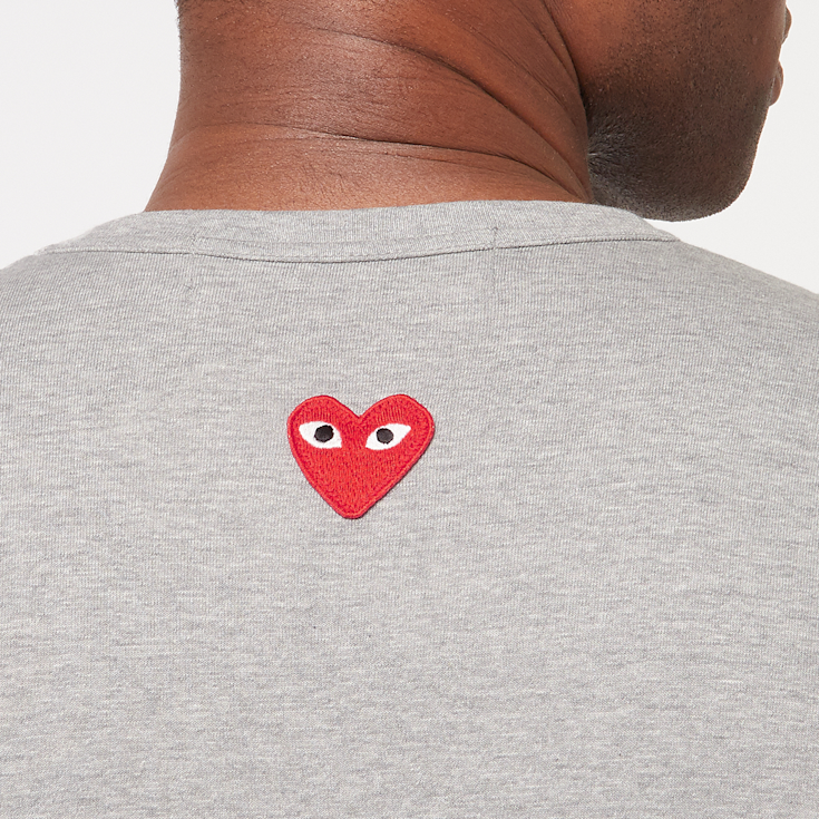 Buy Comme des Garcons Play Small Red Heart Neck T-Shirt Grey