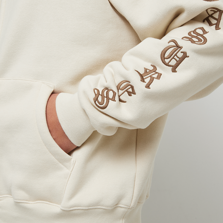 Buy Pleasures OE Zip Up Hoodie in beige | P24F046-NATURAL at