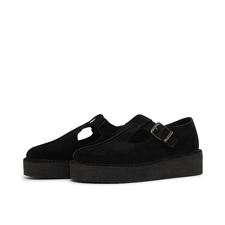 Buy Clarks Originals Wmns Trek Wedge T-Bar Suede in zwart