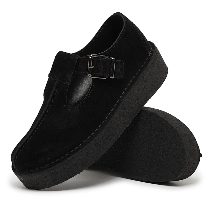 Buy Clarks Originals Wmns Trek Wedge T-Bar Suede in zwart Buy Clarks Originals Wmns Trek Wedge T-Bar Suede in zwart