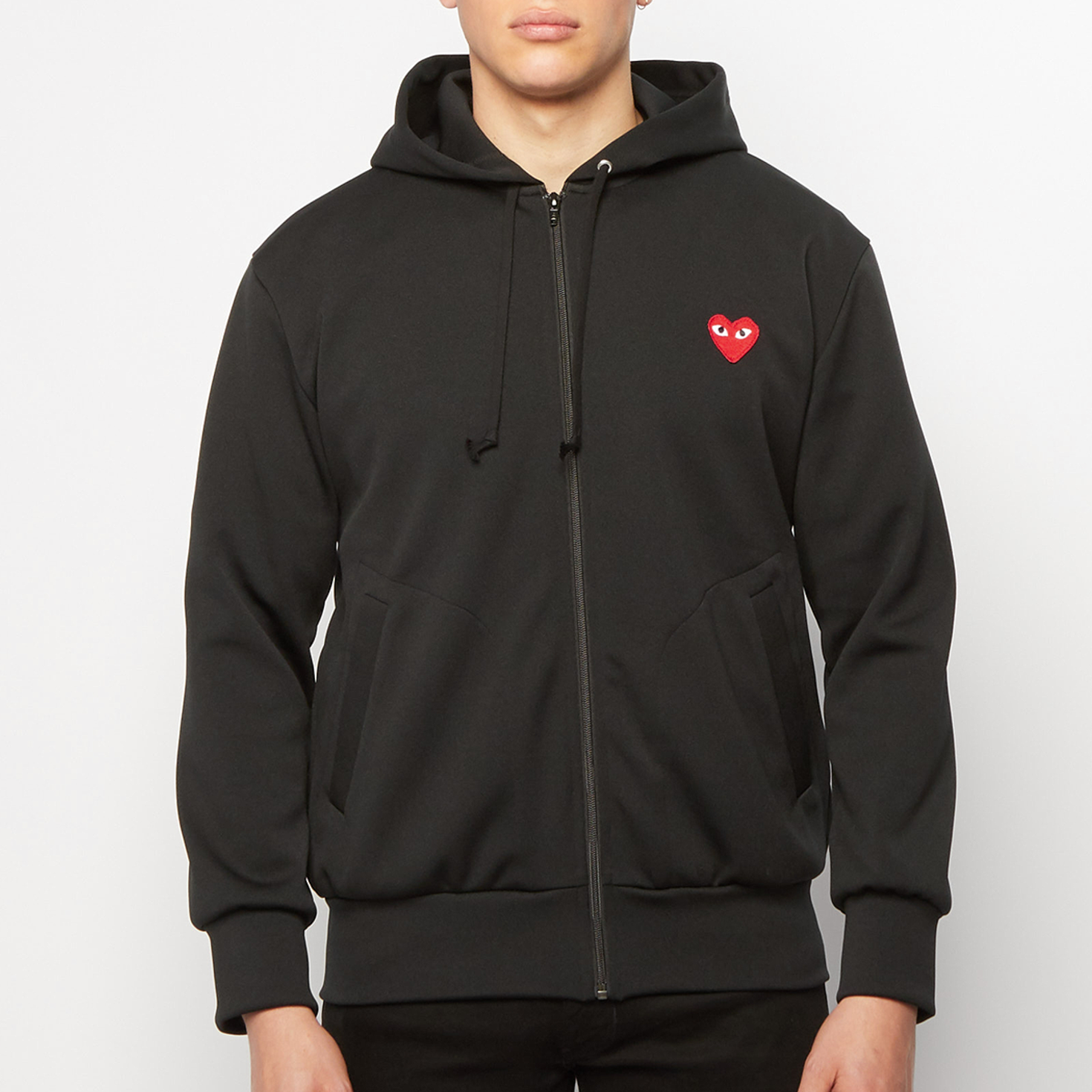 Play Unisex Reverse Red Heart Zip Hoodedパーカー Play: Unisex Reverse Red Heart Zip Hooded (Black) | DSMS E-SHOP