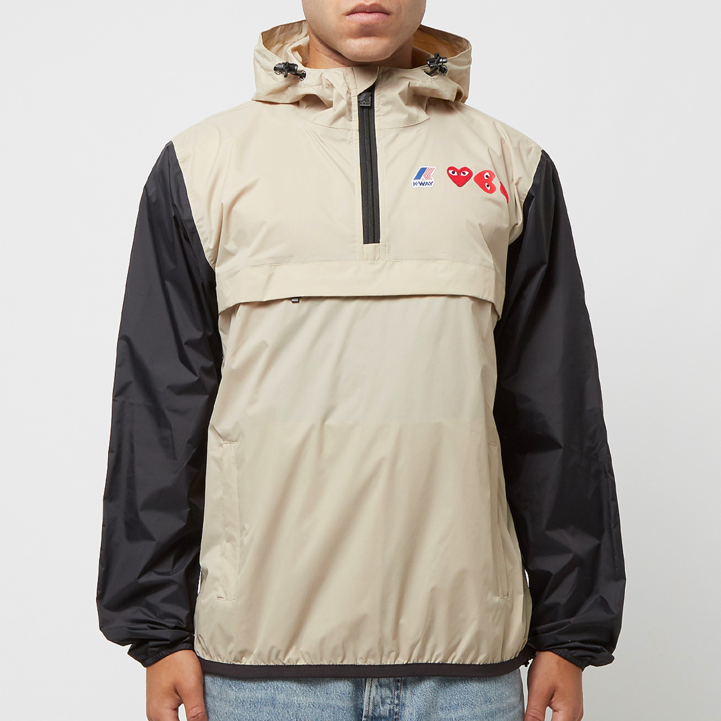 Buy Comme des Garcons Play K-Way Half Zip Jacket in beige