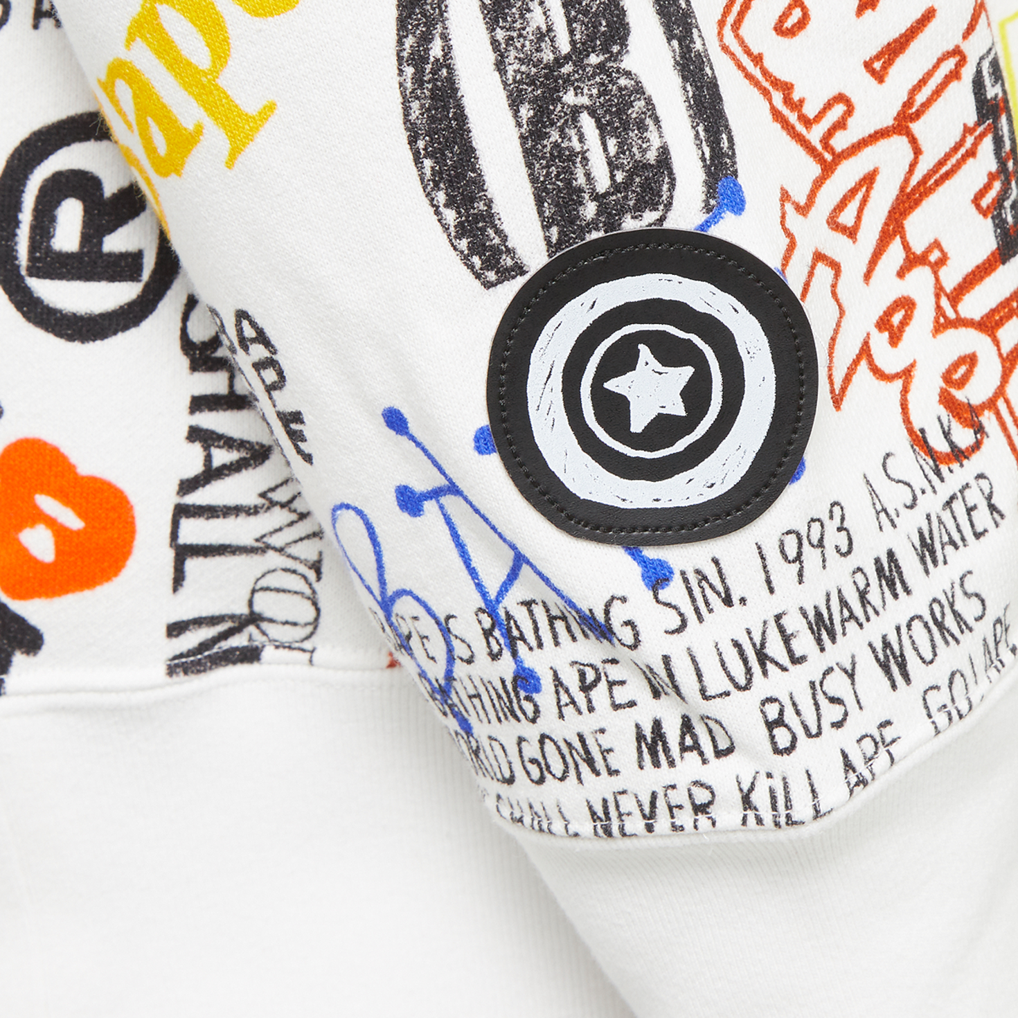 Buy A Bathing Ape Hand Draw Pattern Shark Zip Hoodie M in