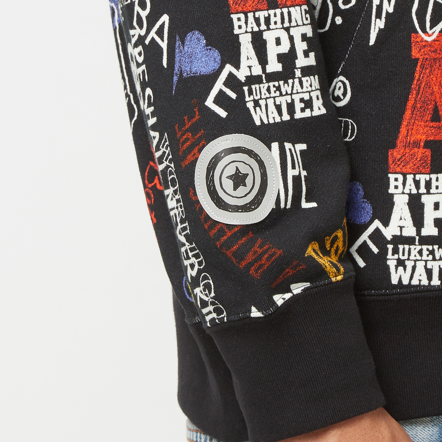 Buy A Bathing Ape Hand Draw Pattern Shark Zip Hoodie M in