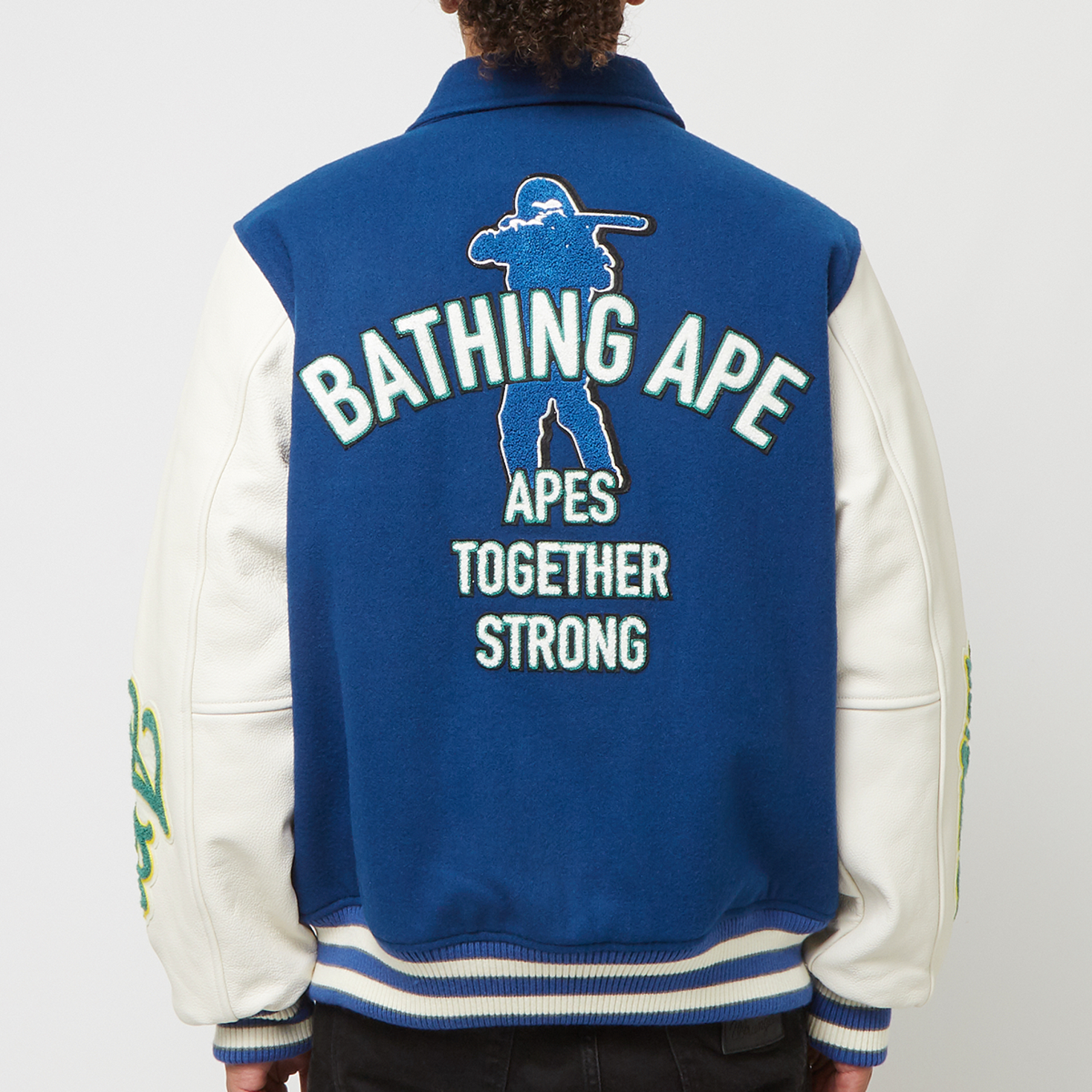 Buy A Bathing Ape Varsity Jacket in blau | 001HJK301002MBLU