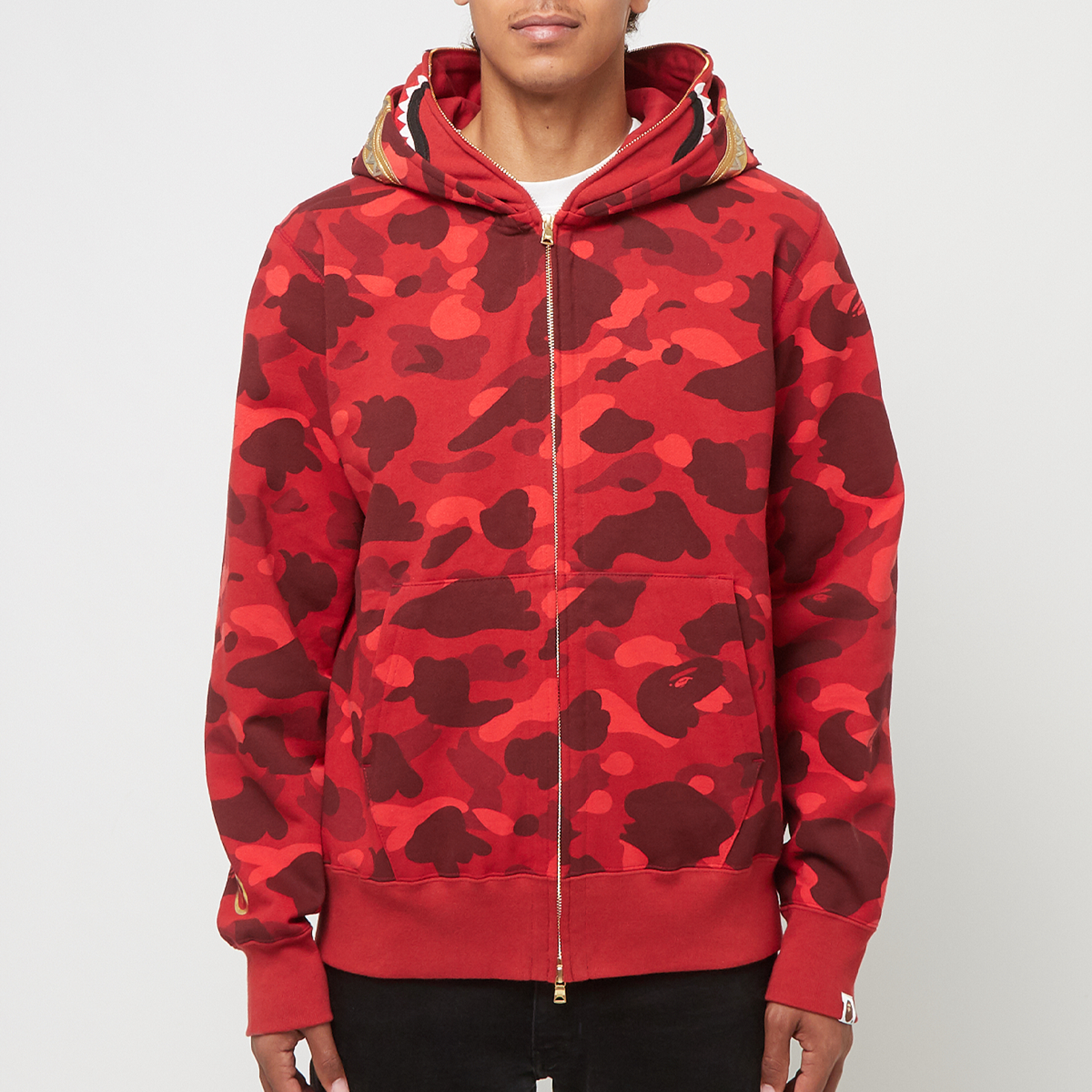 Mens Hoodies Bape Shark Hoodie Red Camo Full Zip Color Camo Double