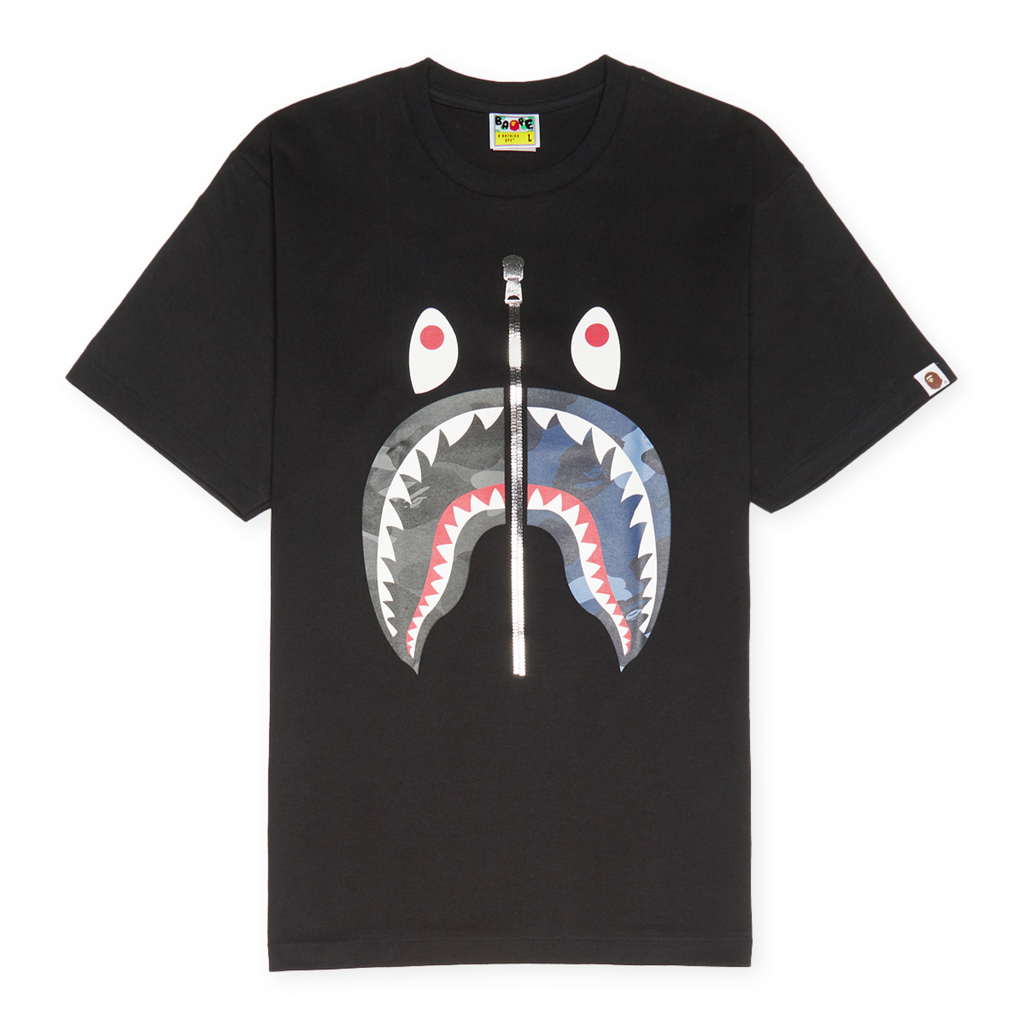 A BATHING APE Separate Zip Print Shark Tシャツ Buy A Bathing Ape Color Camo Separate Shark Tee in noir