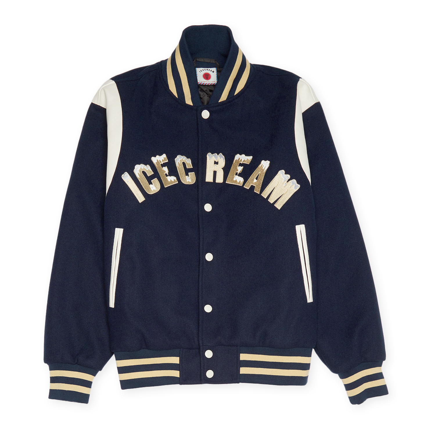 Buy ICECREAM Drip Varsity Jacket in blue | IC24301-NVY at