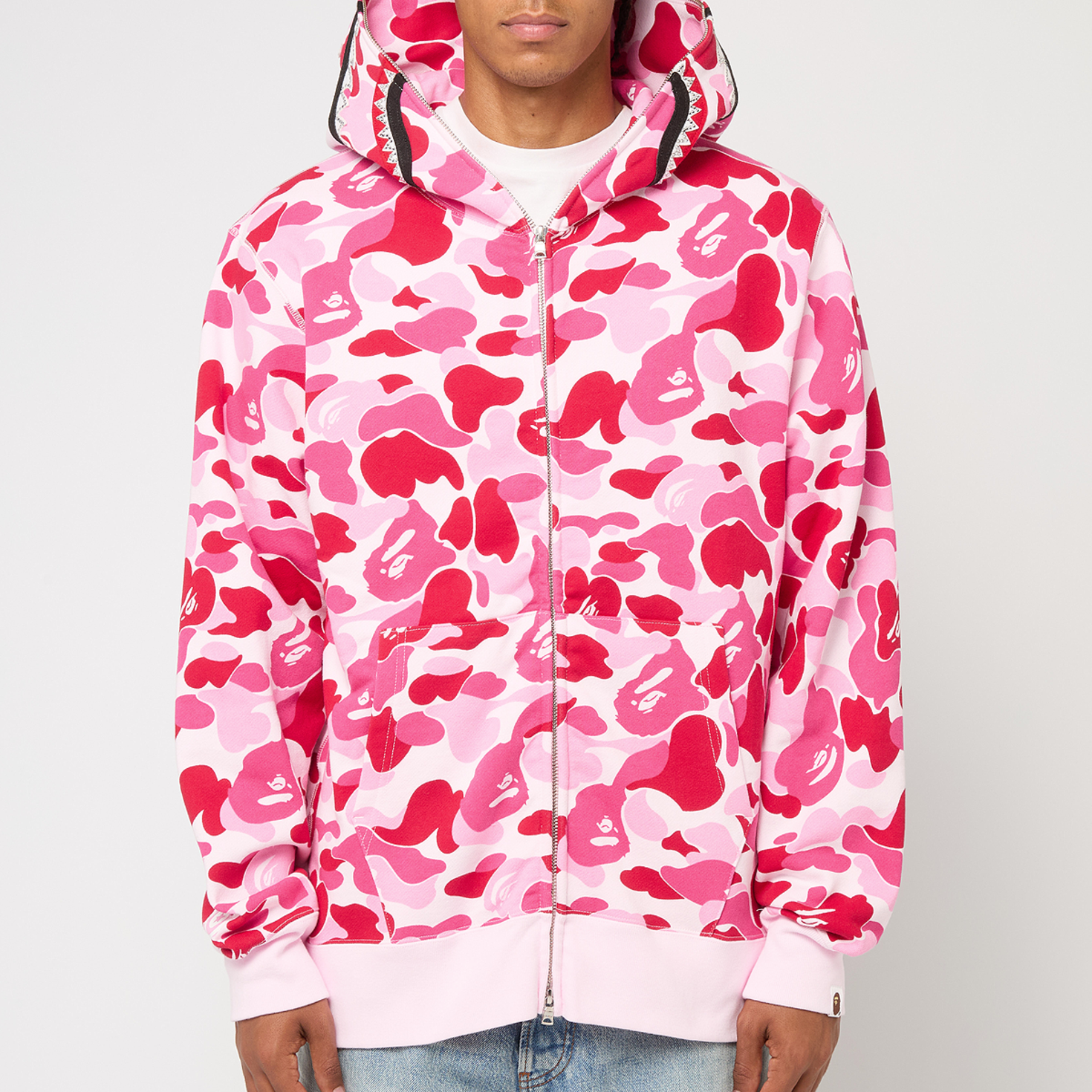 トップス A BATHING APE ABC CAMO CRYSTALSTONESHARK ABC CAMO CRYSTAL STONE SHARK CROPPED FULL ZIP HOODIE LADIES