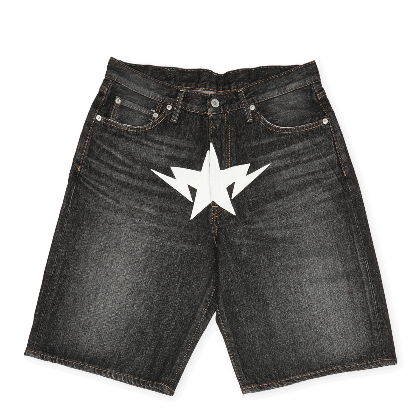 Buy A Bathing Ape Twin Sta Relaxed Fit Denim Shorts in grey