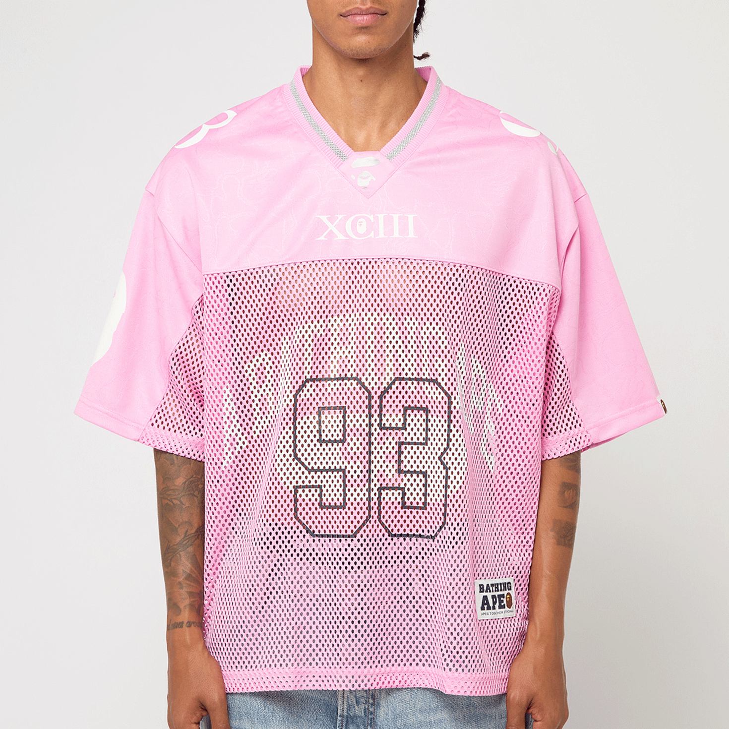 ウェア BAPE LINE CAMO MULTILOGO RELAXED PINK BAPE Line Camo Multilogo Relaxed Fit Football Jersey Pink