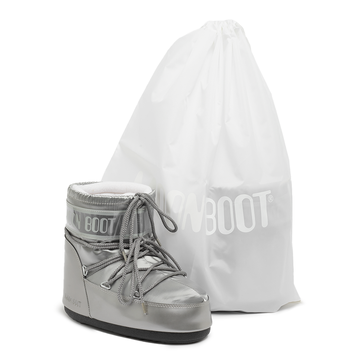 Moon Boot Icon Glance Winterstiefel – Schwarz Satin, Unisex, Mit Schaumstoff-Innenfutter & Saugnapf-Sohle