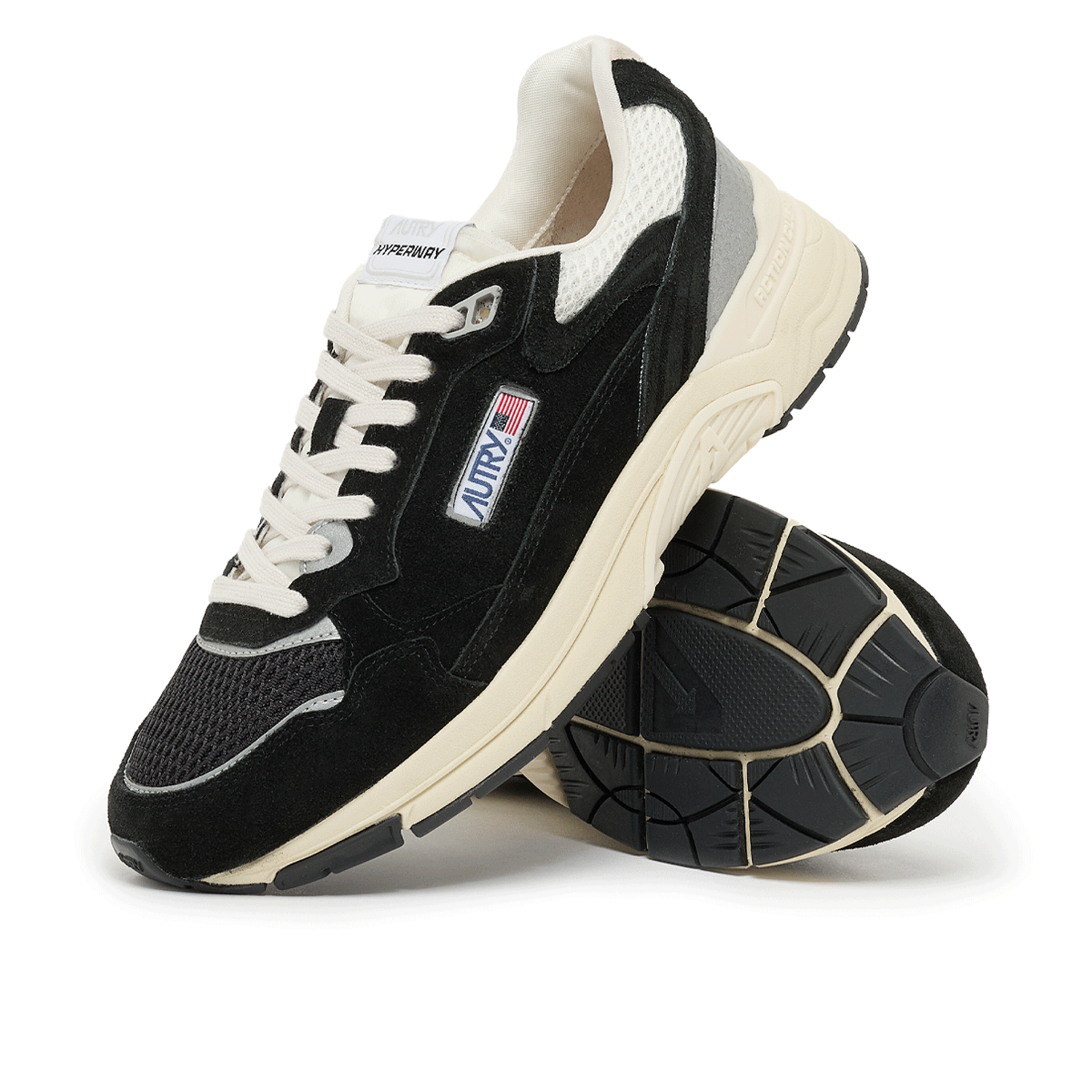 スニーカー AUTRY Woman Sneakers Black HYLW UM07 Autry Hyperway Sneakers In Black And Silver-tone Suede And Mesh