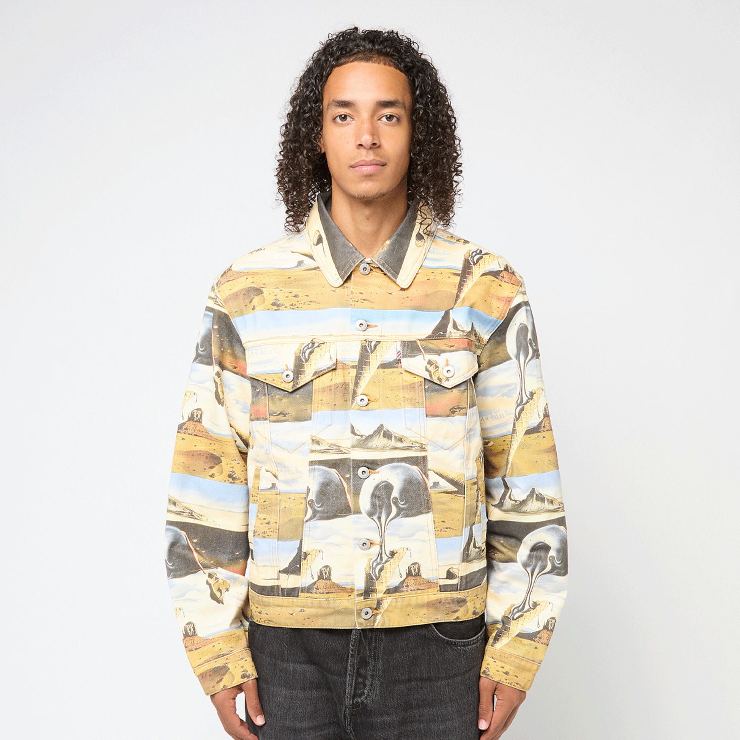 ☆NERDY☆ Uni Denim Mix Track Top Ivory Buy ICECREAM Dreamscape Denim Trucker Jacket in multicolor