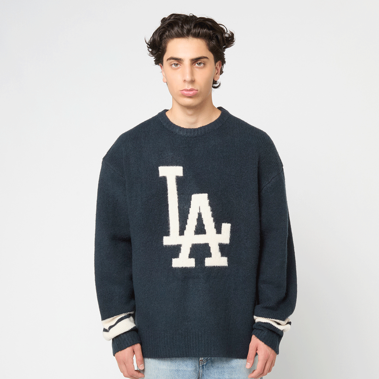 Mlb Sweater Blue Unisex Kids Heart Collar Sweatshirt LA Dodgers Blue
