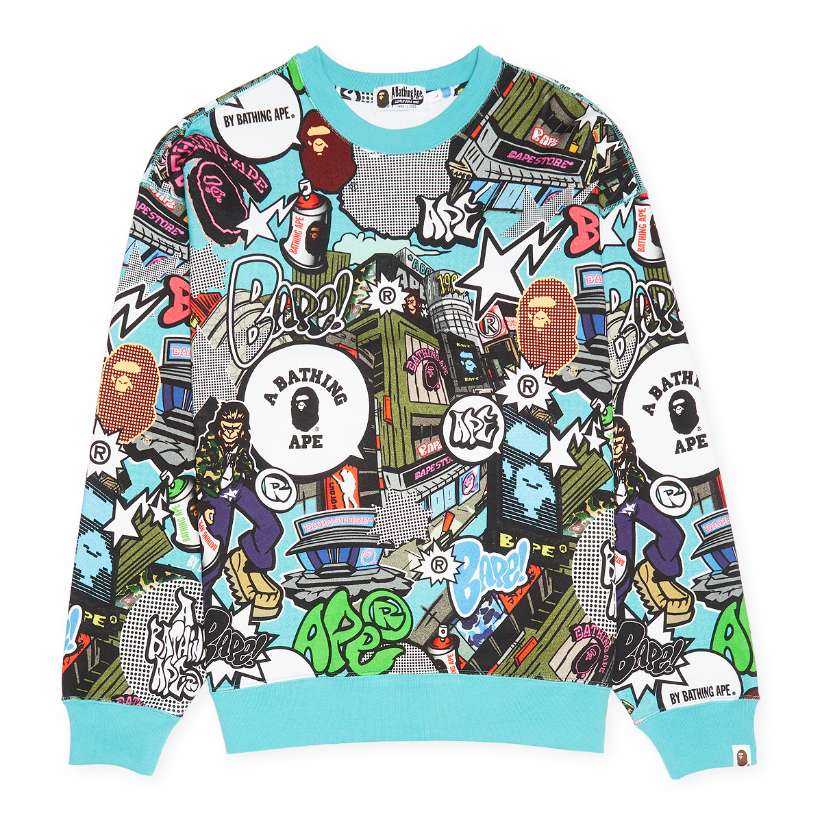 Buy A Bathing Ape Comic Art Crewneck in multi-colour